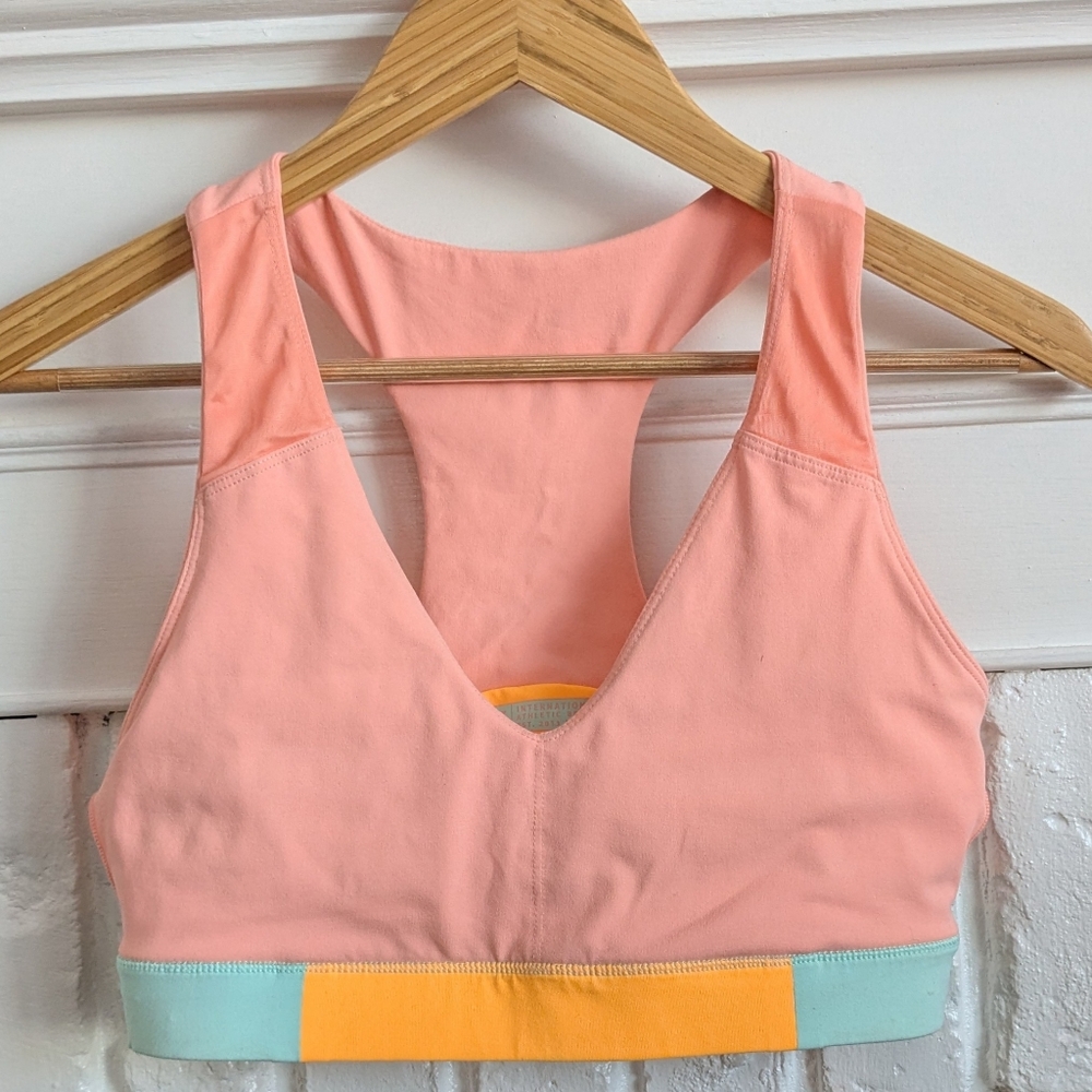 NWOT Fabletics Colourblock REVERSIBLE Sports Bra Peach Aqua Medium Support